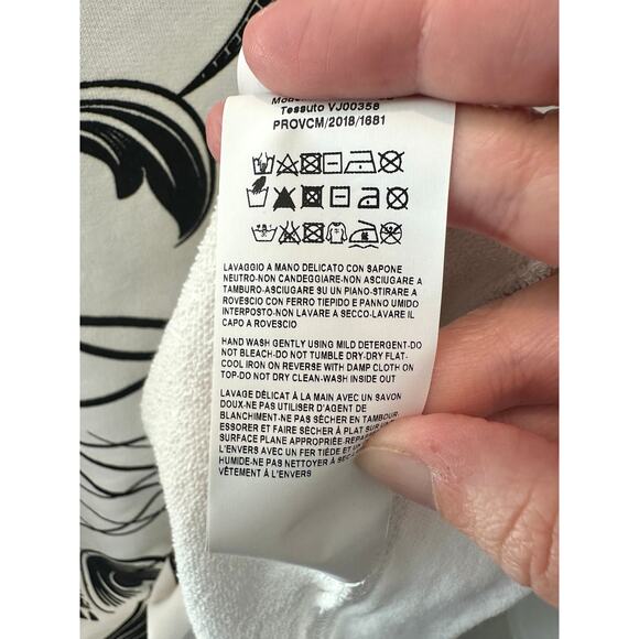 VERSACE COLLECTION White Black Baroque Print Crewneck Sweatshirt Cotton | Small - Picture 9 of 10